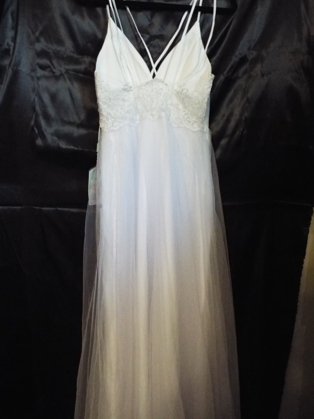 Strappy White Lace Bodice Maxi Dress